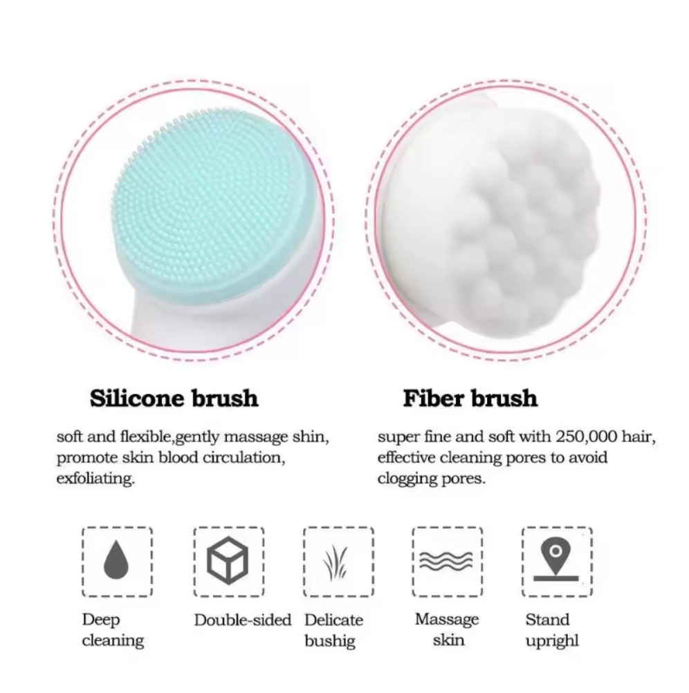 3D Double-Sided Silicone Facial Cleansing & Massage Brush