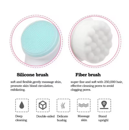 3D Double-Sided Silicone Facial Cleansing & Massage Brush