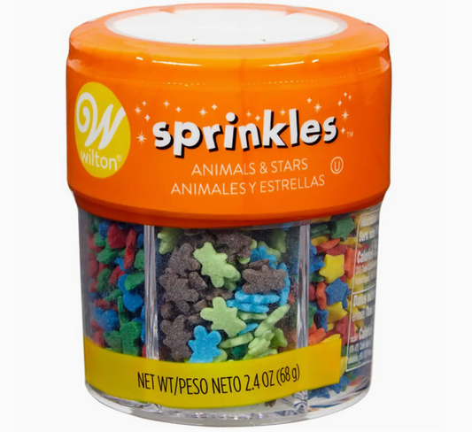 Wilton Animals & Stars Sprinkles Bright Baking Supplies 2.4 oz