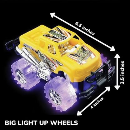 Light-Up Monster Truck Toy Set – LED Wheel Push-and-Go Trucks (2 Pack)