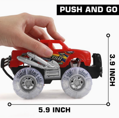 Light-Up Monster Truck Toy Set – LED Wheel Push-and-Go Trucks (2 Pack)