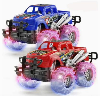Light-Up Monster Truck Toy Set – LED Wheel Push-and-Go Trucks (2 Pack)