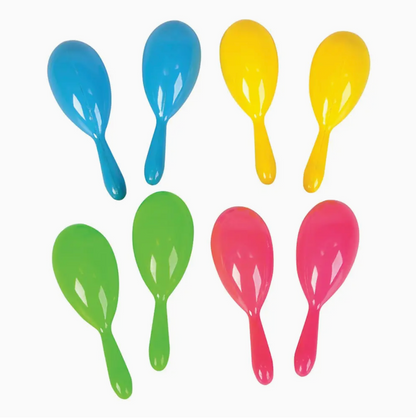 4" Plastic Neon Maracas Set – 4 Piece (2 Sets of 2) Kids Toys