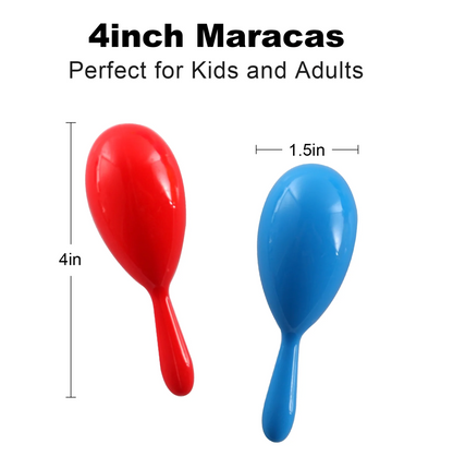 4" Plastic Neon Maracas Set – 4 Piece (2 Sets of 2) Kids Toys
