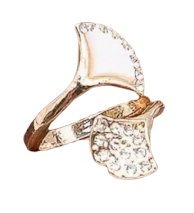 Gold or Silver Ginkgo Leaf Adjustable Fashion Rings