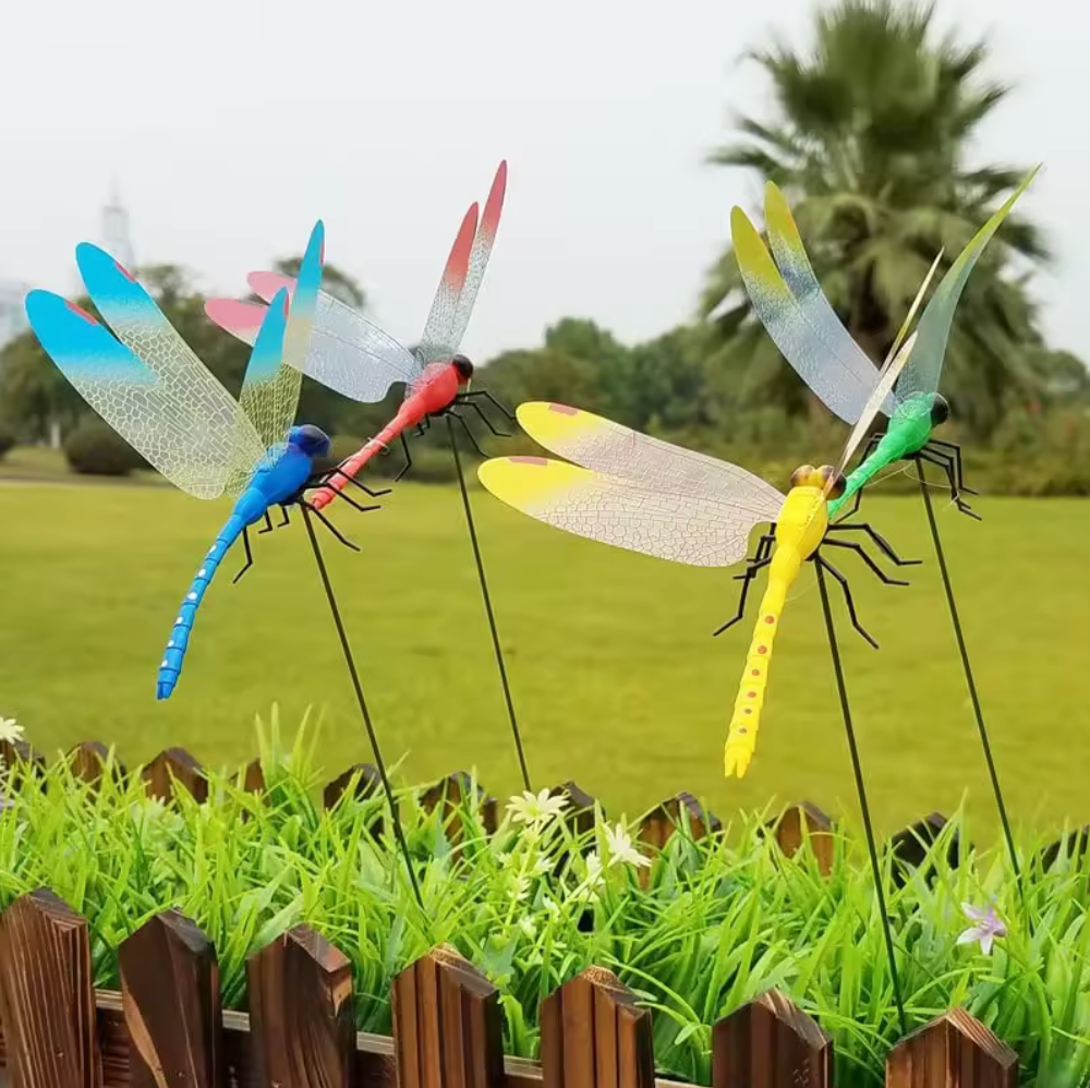 3D Artificial Dragonfly Hat & Garden Clips – Decorative Bug Repellent Dragonfly, 4-Pack