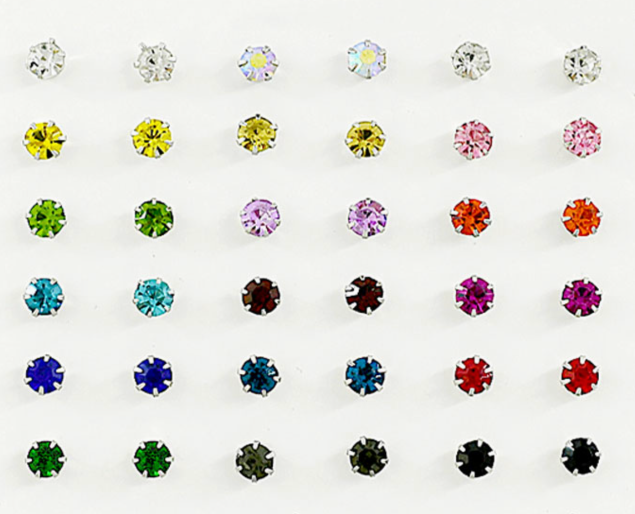 Crystal Stud Earring Set Multi Color Rhinestone Earrings 18 Pack Set