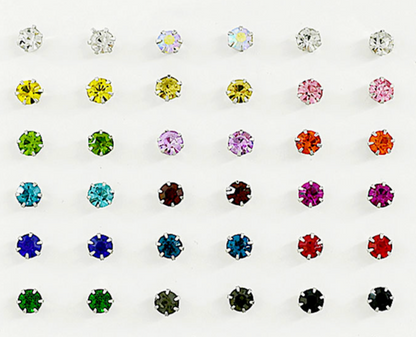 Crystal Stud Earring Set Multi Color Rhinestone Earrings 18 Pack Set