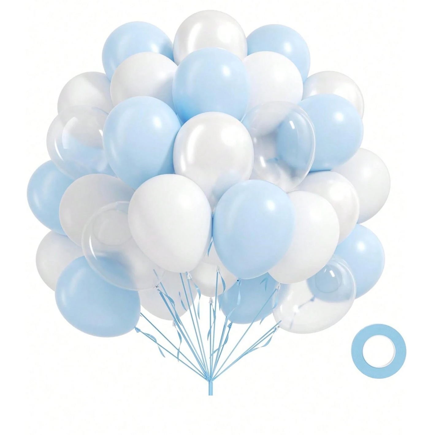 20PCS Blue & White Balloon Kit – 12 Inch Latex Party Balloons for Baby Shower, Birthday & Event Decorations