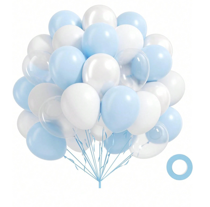 20PCS Blue & White Balloon Kit – 12 Inch Latex Party Balloons for Baby Shower, Birthday & Event Decorations