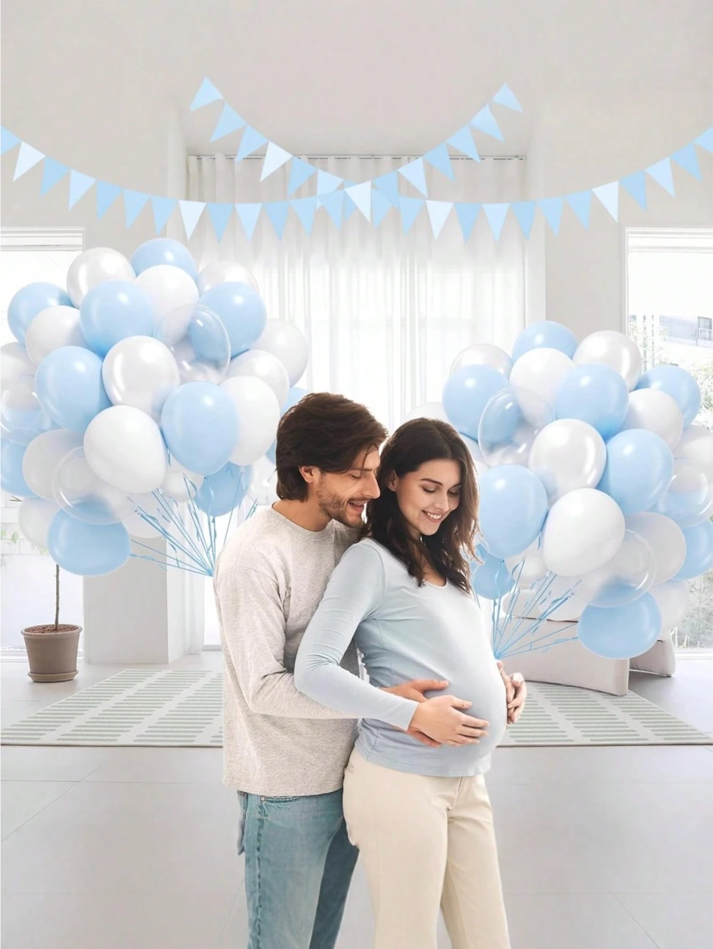 20PCS Blue & White Balloon Kit – 12 Inch Latex Party Balloons for Baby Shower, Birthday & Event Decorations