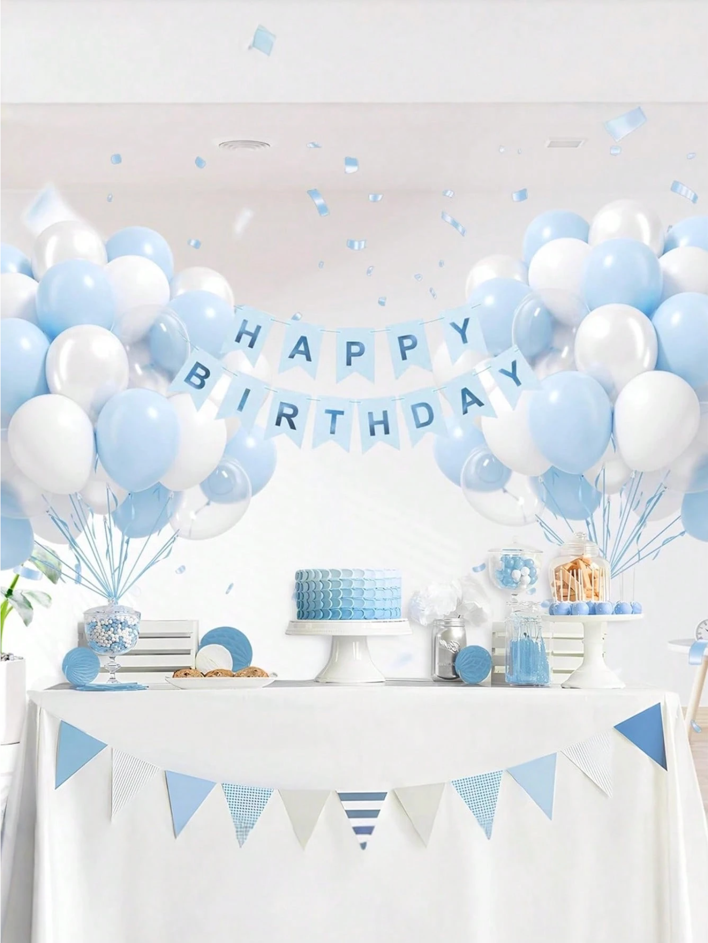 20PCS Blue & White Balloon Kit – 12 Inch Latex Party Balloons for Baby Shower, Birthday & Event Decorations