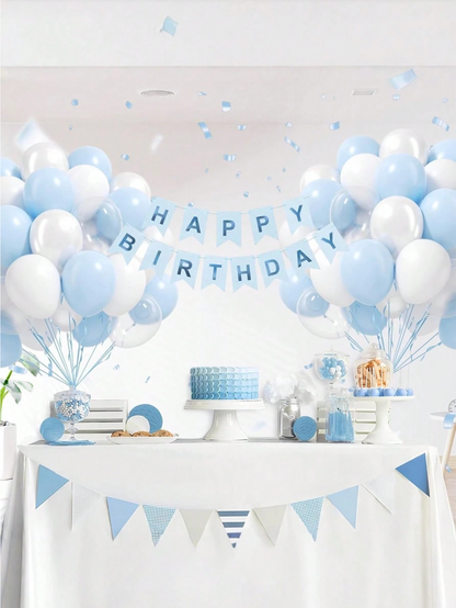 20PCS Blue & White Balloon Kit – 12 Inch Latex Party Balloons for Baby Shower, Birthday & Event Decorations