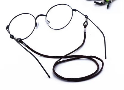 PU Leather Eyeglass & Face Mask Lanyard Set – Adjustable Glasses Holder Neck Strap, 2-Pack (Black & White)