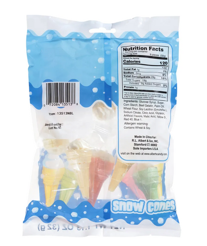 Albert's Snow Cones Mallow Cones Candy, 1.13 oz Bags, 3-Pack
