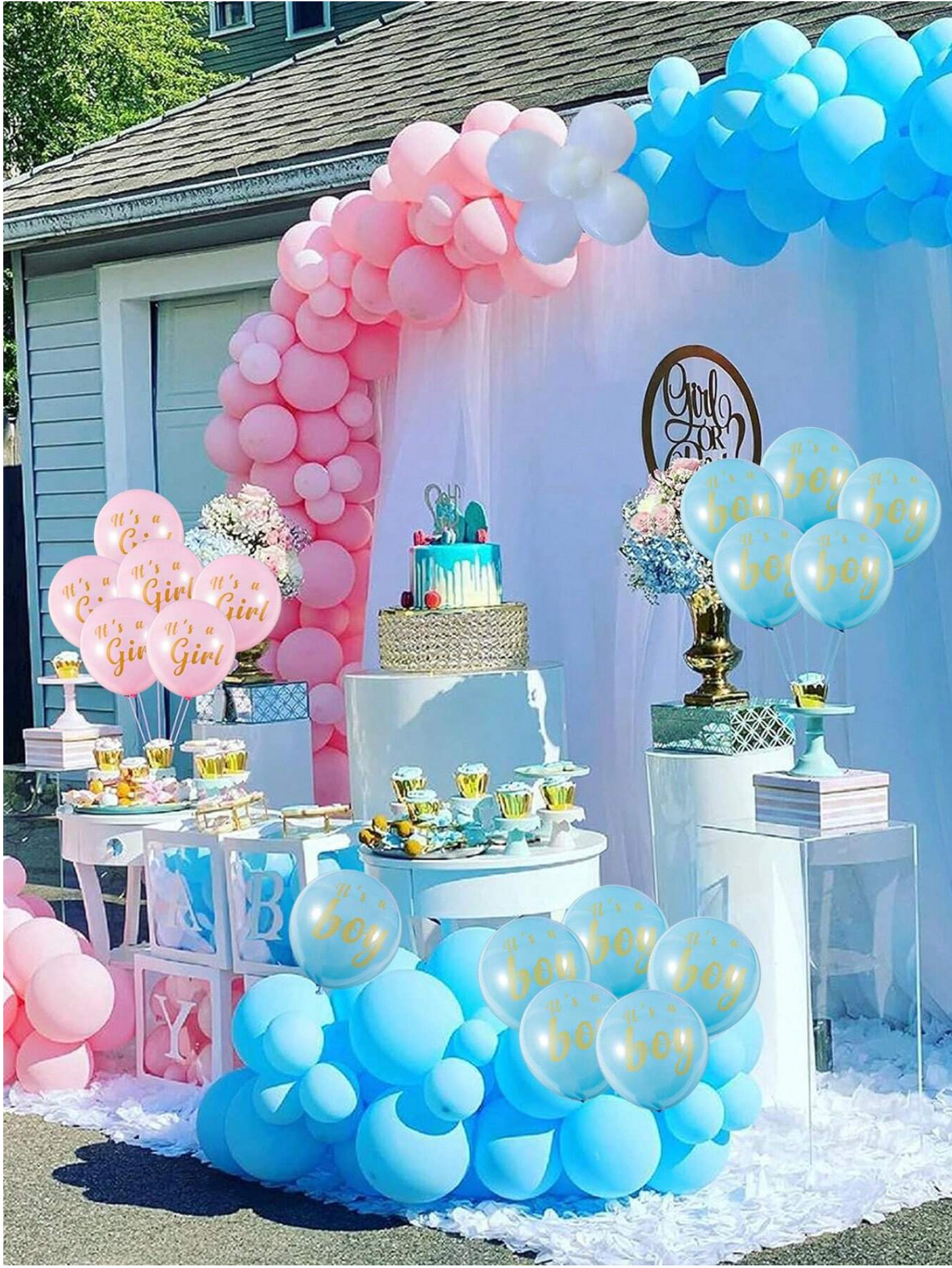20-Piece Gender Reveal Balloons Set – 12-Inch Pink & Blue "It's a Boy/It's a Girl" Latex Balloons