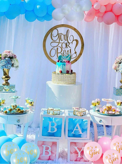 20-Piece Gender Reveal Balloons Set – 12-Inch Pink & Blue "It's a Boy/It's a Girl" Latex Balloons