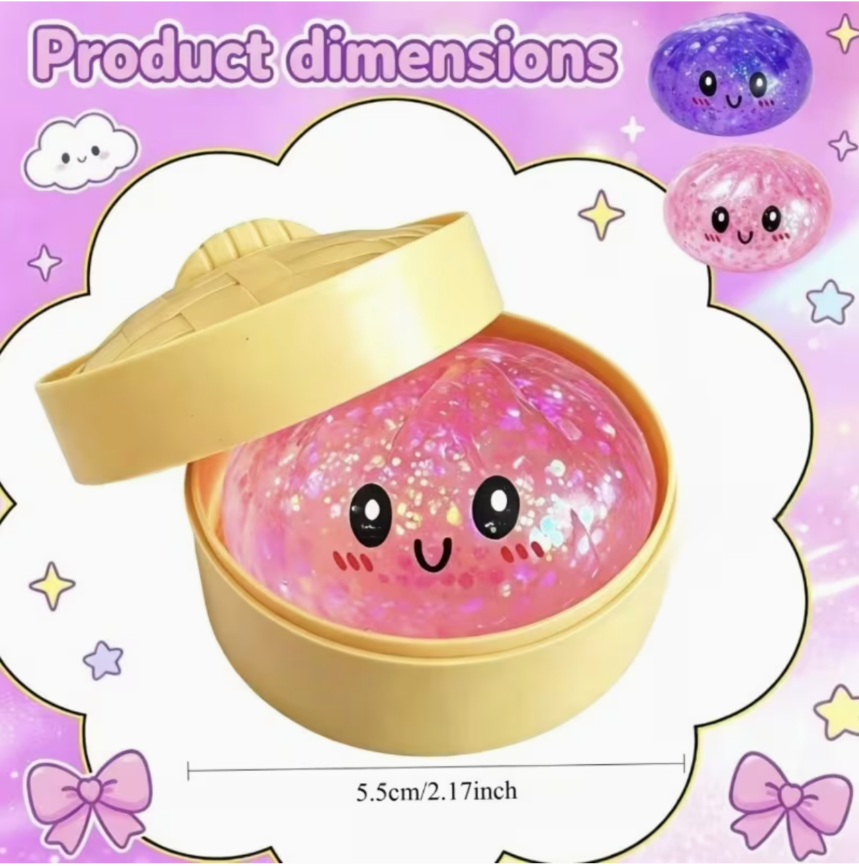 Glitter Squishy Dumpling Blind Box Stress Relief Toy – Quick-Rebound Sensory Squeeze Ball