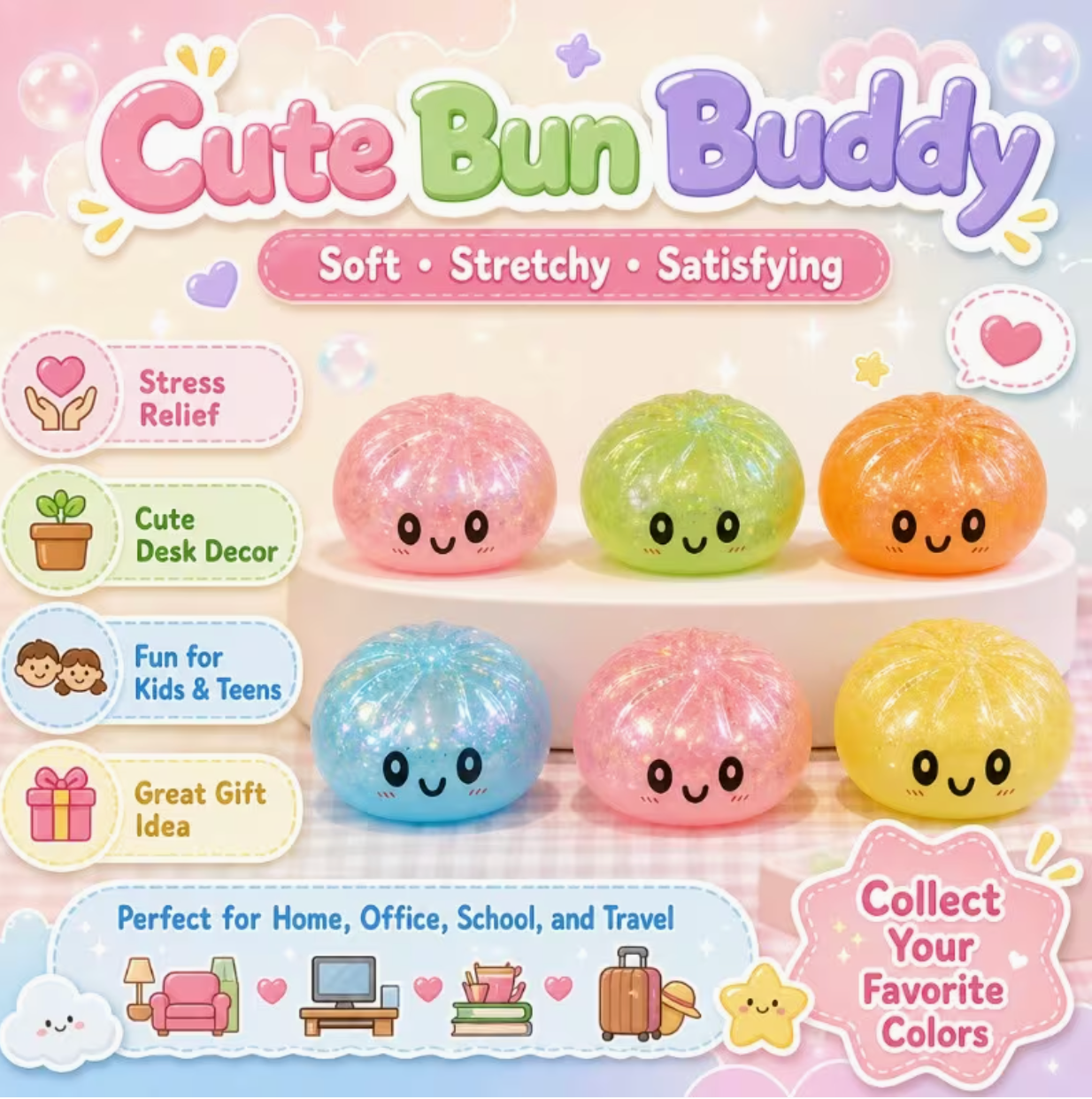 Glitter Squishy Dumpling Blind Box Stress Relief Toy – Quick-Rebound Sensory Squeeze Ball