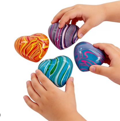 Marbled Swirl Heart Squishy Stress Relief Fidget Toys – 2-Pack