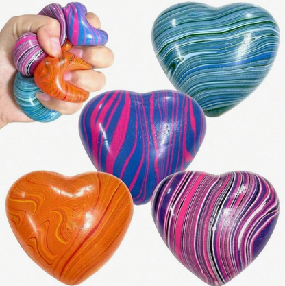 Marbled Swirl Heart Squishy Stress Relief Fidget Toys – 2-Pack