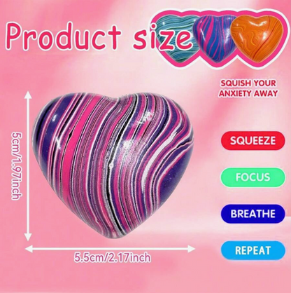 Marbled Swirl Heart Squishy Stress Relief Fidget Toys – 2-Pack