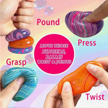 Marbled Swirl Heart Squishy Stress Relief Fidget Toys – 2-Pack