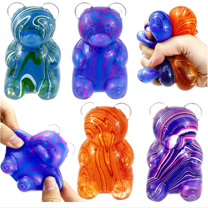 Streak Pattern Bear Squishy Stress Relief Fidget Toys – 2-Pack