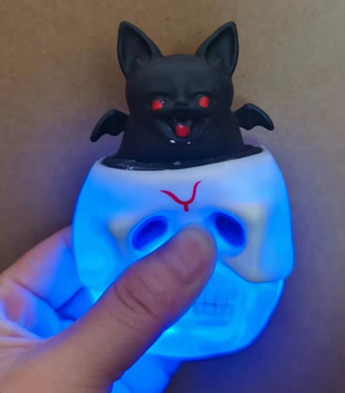 2-Pack Halloween Skull Bat & Pumpkin Ghost Rubber Squeeze Stress Relief Toys – Light-Up or Standard