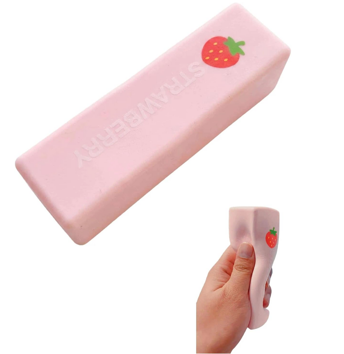 Strawberry Butter Squishy Fidget Toys – Pink Butter Bar Stress Relief Squeeze Toy