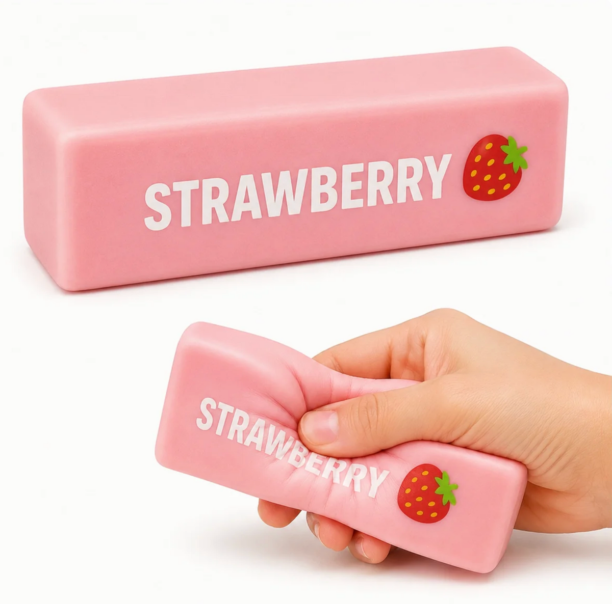 Strawberry Butter Squishy Fidget Toys – Pink Butter Bar Stress Relief Squeeze Toy