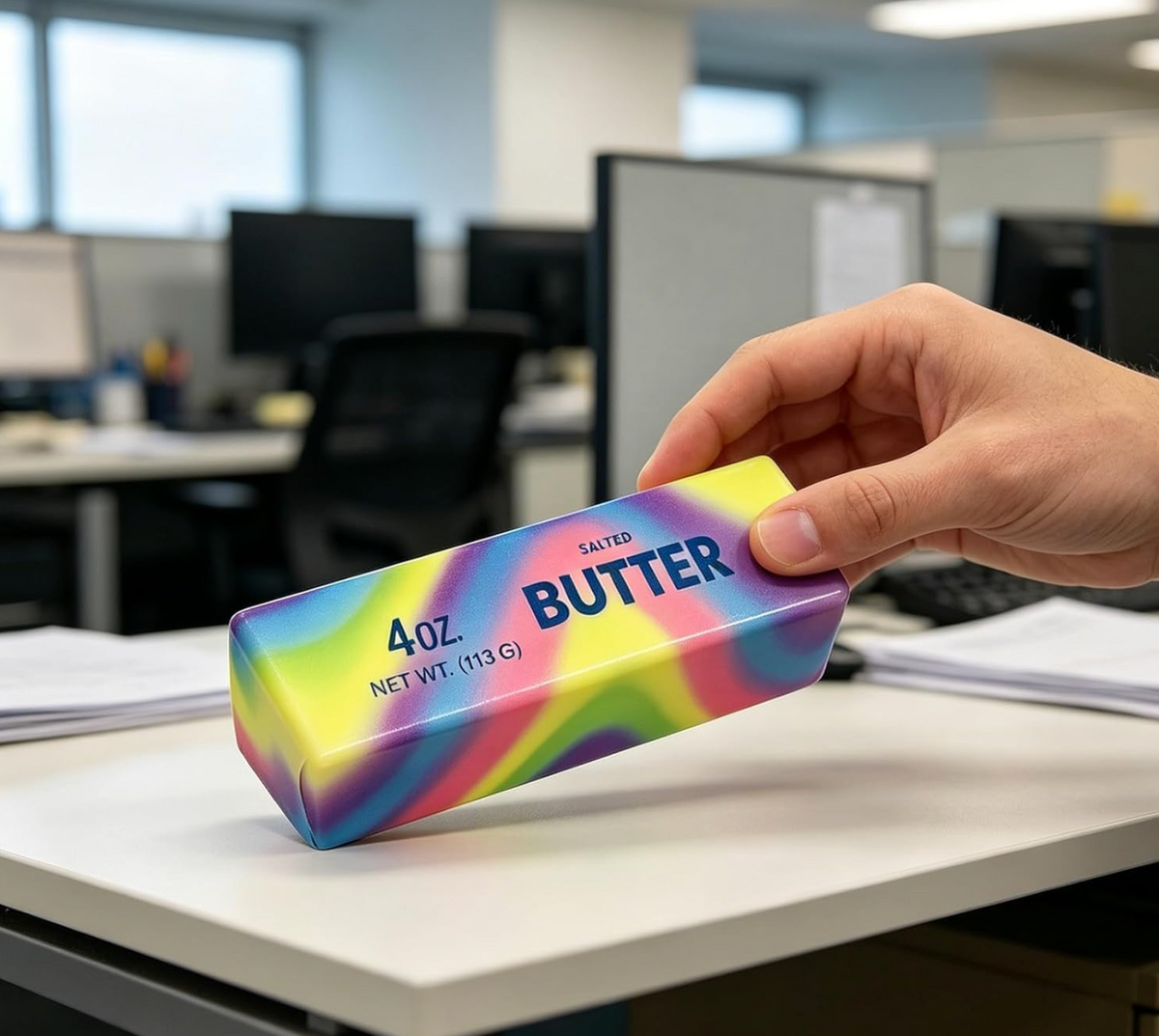 Rainbow Butter Squishy Fidget Toys – 4 oz Butter Bar Stress Relief Squeeze Toys
