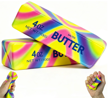 Rainbow Butter Squishy Fidget Toys – 4 oz Butter Bar Stress Relief Squeeze Toys