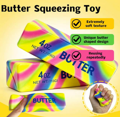 Rainbow Butter Squishy Fidget Toys – 4 oz Butter Bar Stress Relief Squeeze Toys