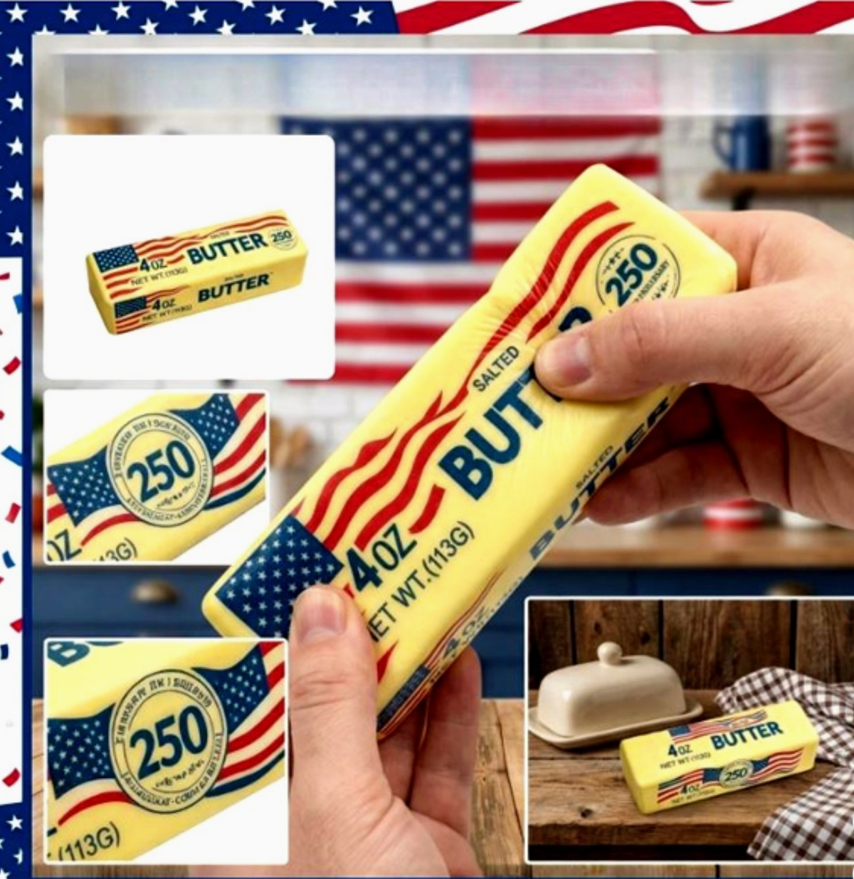 American Butter Squishy Fidget Toys – Patriotic USA Butter Bar Stress Relief Squeeze Toys
