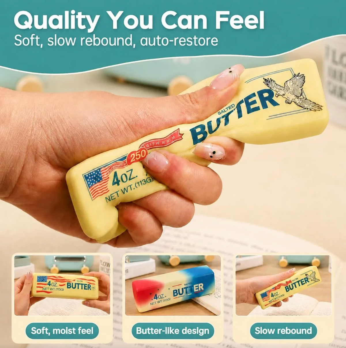 American Butter Squishy Fidget Toys – Patriotic USA Butter Bar Stress Relief Squeeze Toys