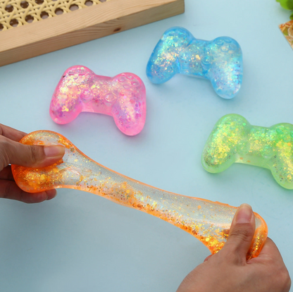 Game Controller Squishy Stress Relief Toys – 2-Pack Glitter Sensory Fidget Toys, Random Assorted Colors