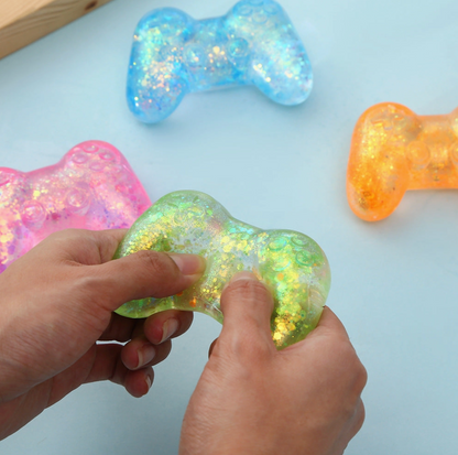 Game Controller Squishy Stress Relief Toys – 2-Pack Glitter Sensory Fidget Toys, Random Assorted Colors