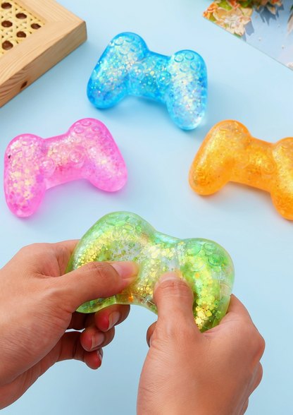 Game Controller Squishy Stress Relief Toys – 2-Pack Glitter Sensory Fidget Toys, Random Assorted Colors