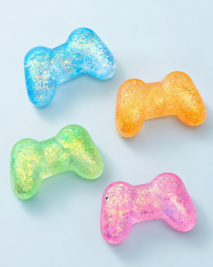 Game Controller Squishy Stress Relief Toys – 2-Pack Glitter Sensory Fidget Toys, Random Assorted Colors