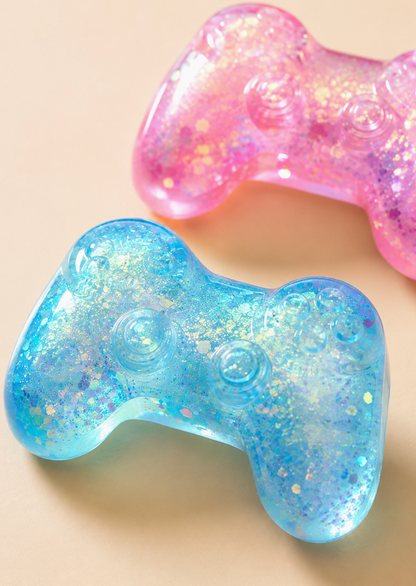 Game Controller Squishy Stress Relief Toys – 2-Pack Glitter Sensory Fidget Toys, Random Assorted Colors