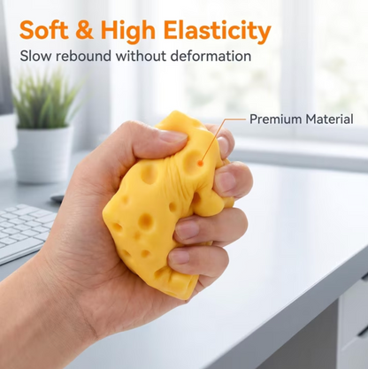 Mini Cheese Squishy Squeeze Toy – Soft Cheese-Shaped Sensory Fidget Stress Relief Toy
