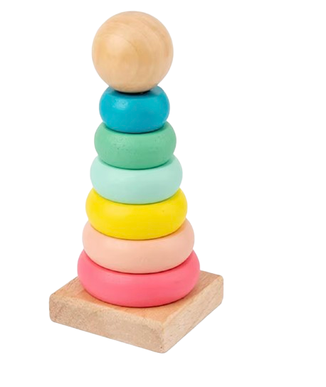 Wooden Stacking Ring Toy – Educational Rainbow Baby Stacker