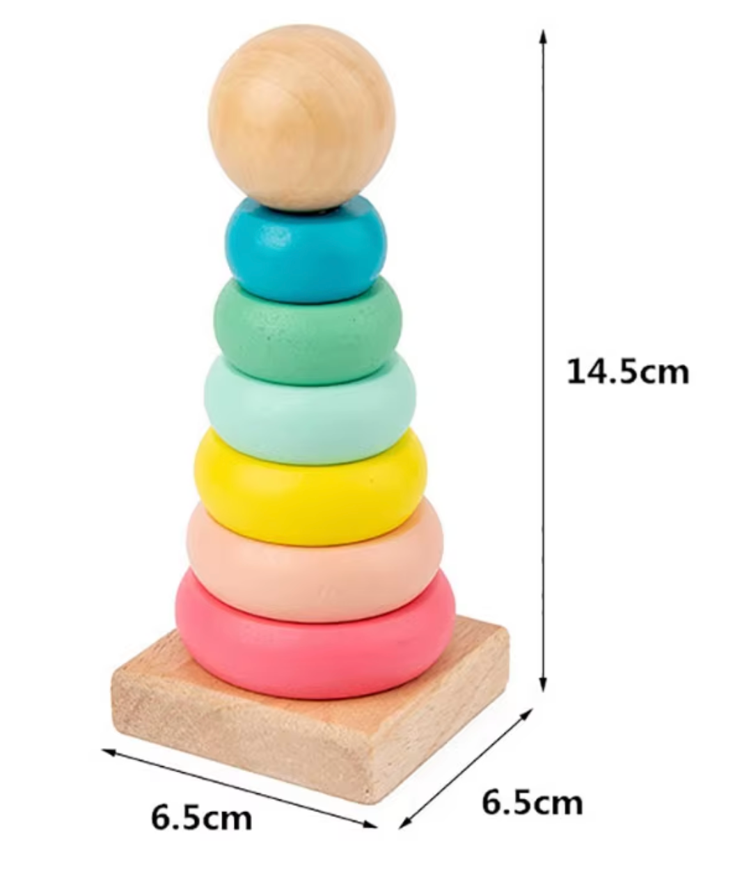Safe Haven & CO Wooden Stacking Ring Toy – Educational Rainbow Baby Stacker