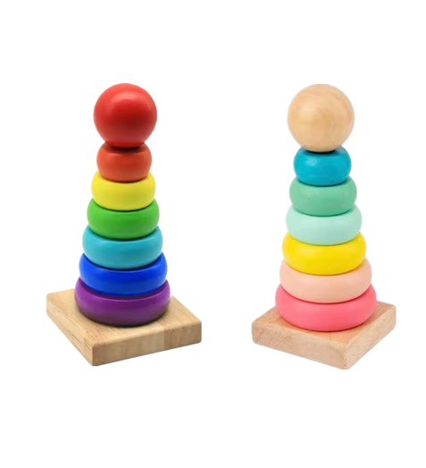 Safe Haven & CO Wooden Stacking Ring Toy – Educational Rainbow Baby Stacker