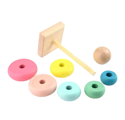 Safe Haven & CO Wooden Stacking Ring Toy – Educational Rainbow Baby Stacker