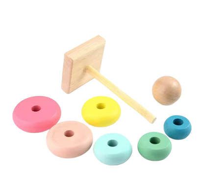 Safe Haven & CO Wooden Stacking Ring Toy – Educational Rainbow Baby Stacker
