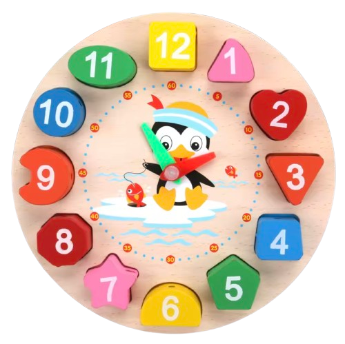 Safe Haven & CO Wooden Shape Sorting Clock – Educational Learning Toy for Kids