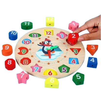 Safe Haven & CO Wooden Shape Sorting Clock – Educational Learning Toy for Kids