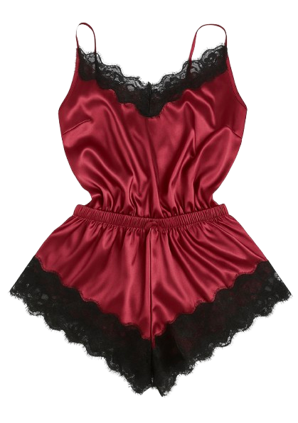 Women’s 2PC Satin Lace Pajama Set – Elegant Camisole & Shorts